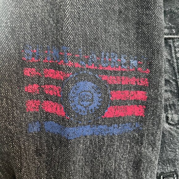 Saint Laurent washed black denim jacket (with american flag on sleeve) - Picture 3 of 3